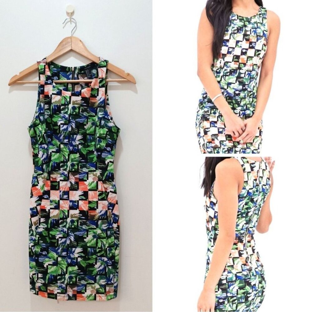 NWT Forever 21 bodycon floral scuba knit women's dress， Size S